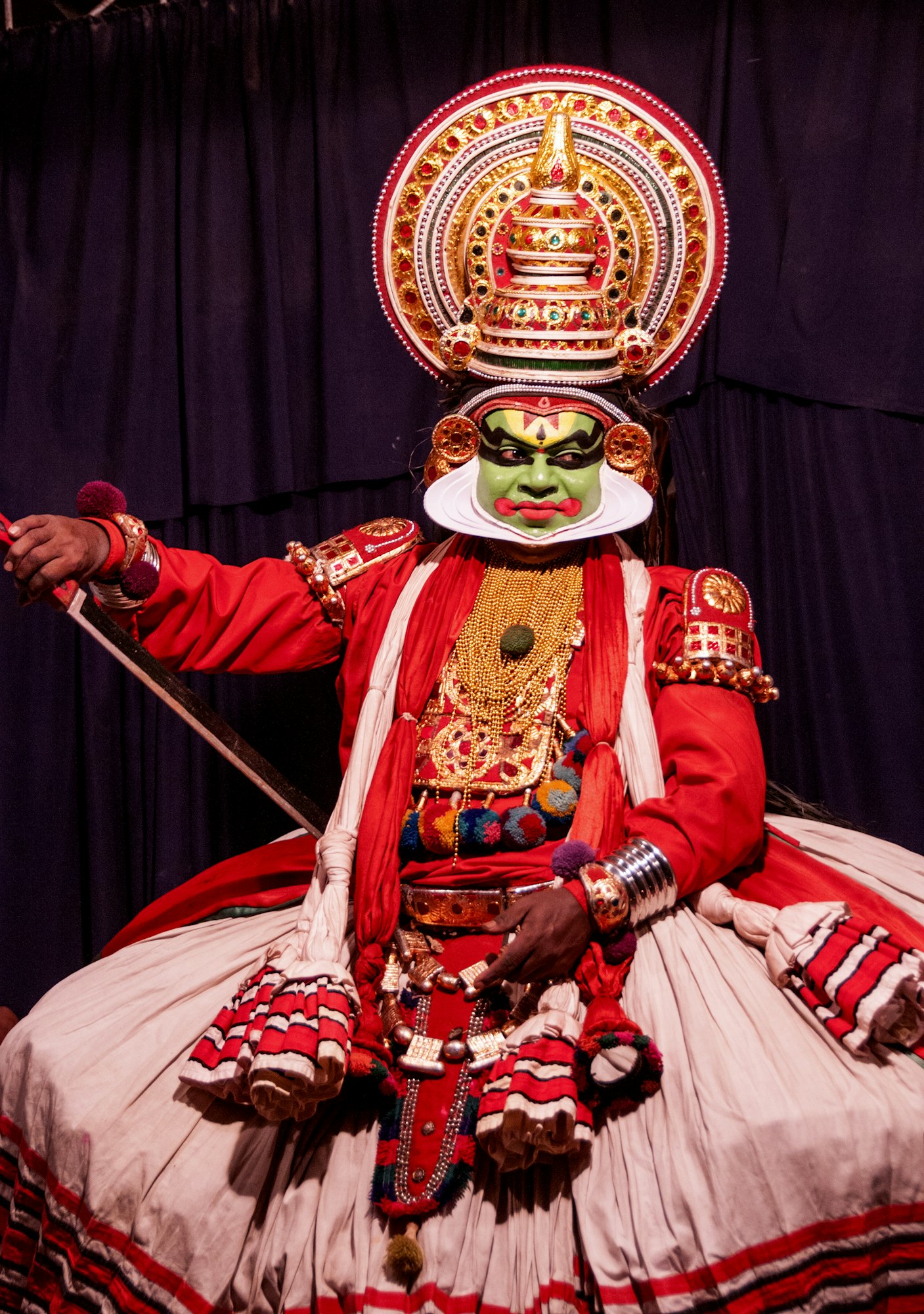 Portrait of Kathakali dance performer in Kerala, India